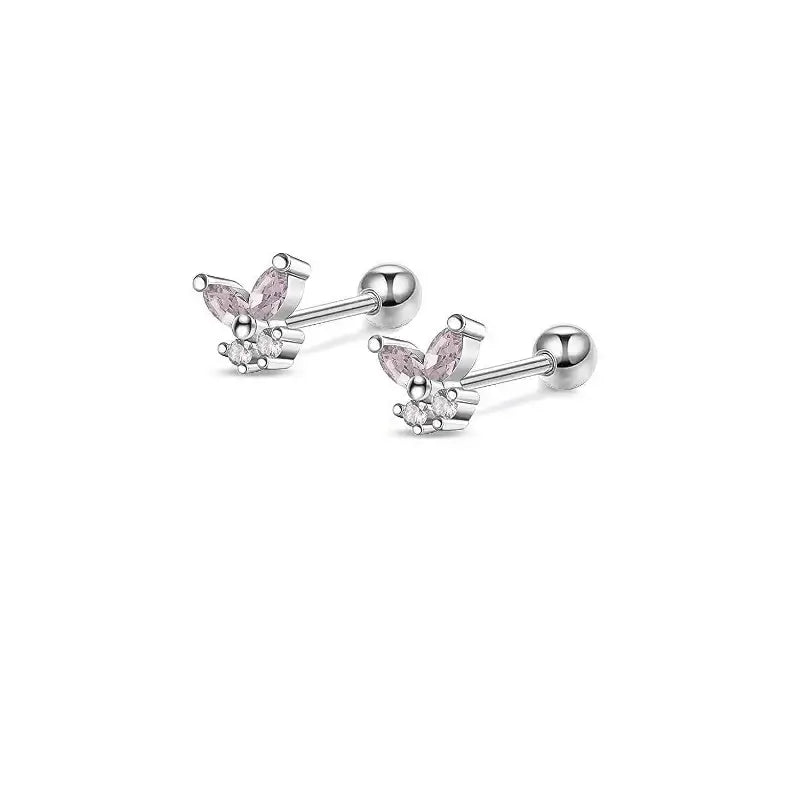 Silver Hypoallergenic Stainless Steel Cartilage Earrings Set - 2/16 Pcs C3-1Pair-Butterfly 16G-1.2mm