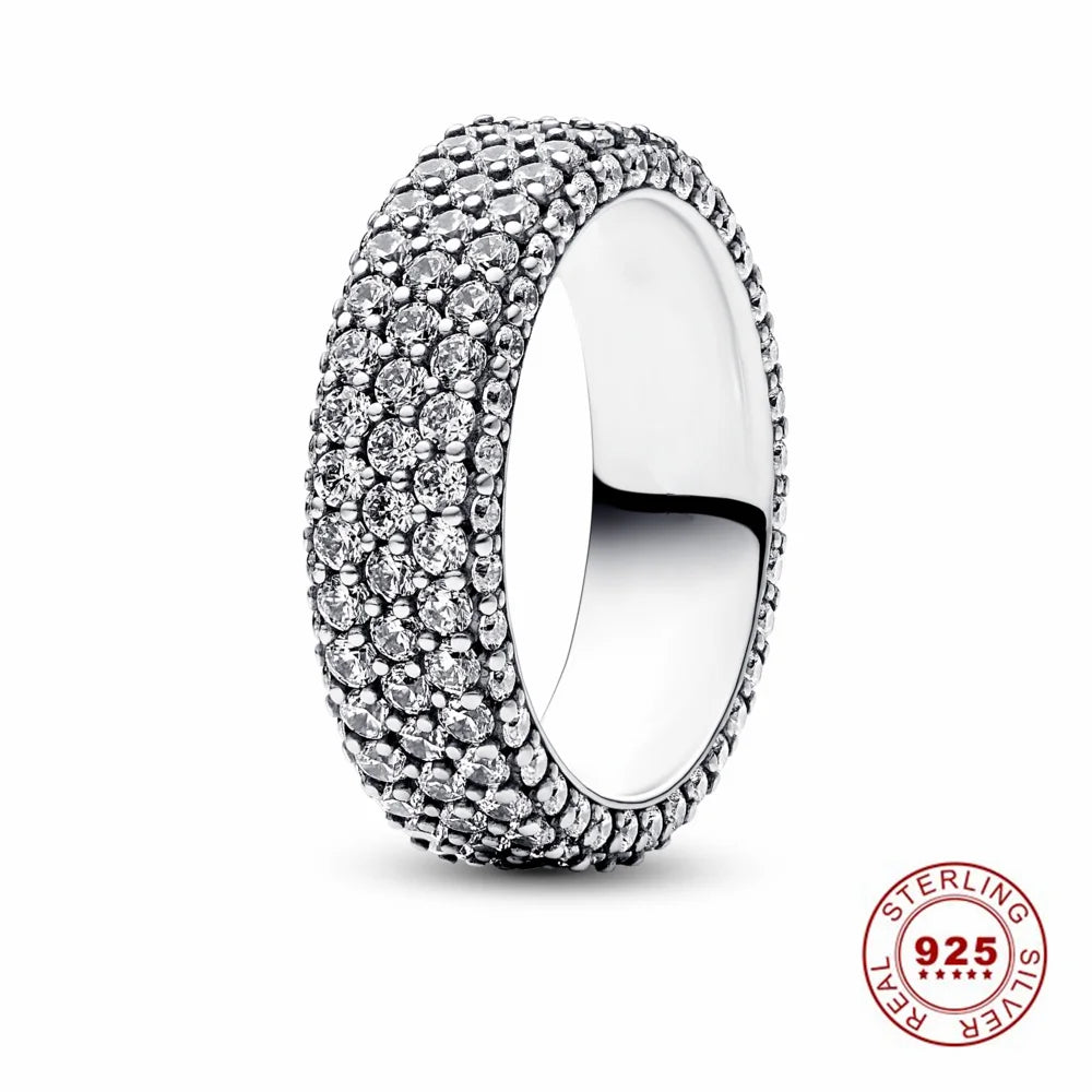 Hot Sale Original 925 Sterling Silver Tiara Heart Sparkling Wedding Ring for Women with Crystals PAR301