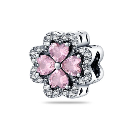 925 Sterling Silver Charm Beads for Women Bracelet - Four-Leaf Clover and Sunflower Design A1979