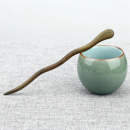 Vintage Green Sandalwood Hair Stick Chinese Style Natural Wood Hairpin Jewelry
