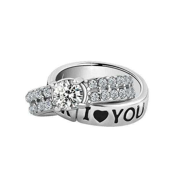 925 Sterling Silver Love Arrow Double Ring Charm for Wedding Anniversary Jewelry B1380