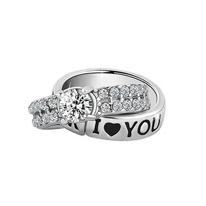 925 Sterling Silver Love Arrow Double Ring Charm for Wedding Anniversary Jewelry B1380