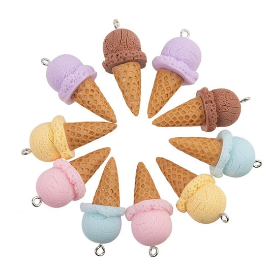 Cute 3D Ice Cream Resin Charms Set for DIY Jewelry Accessories