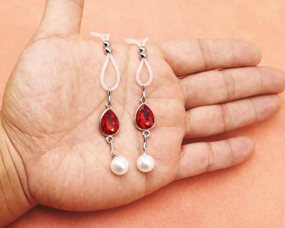 Adjustable Faux Nipple Piercing Jewelry With Pearls - Non Pierced Nipple Noose Rings