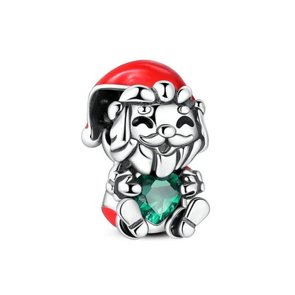 Original 925 Sterling Silver Christmas Charms Santa Claus Reindeer Earrings Beads for Necklace and Bracelet DIY Fine Jewelry Gifts