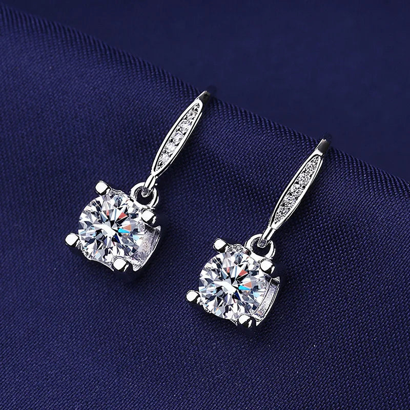 Sterling Silver CZ Crystal Plant Stud Earrings for Women and Teens