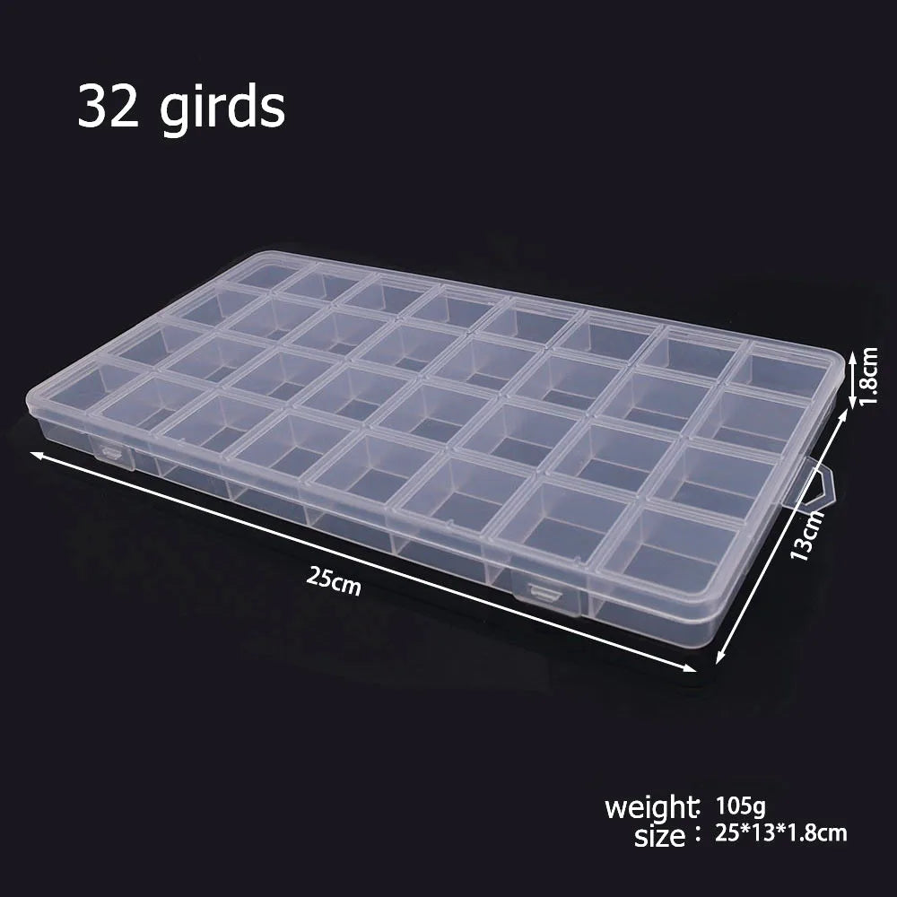 Ultimate Jewelry Organizer 6-32 Compartment Plastic Storage Box with Dividers for Beads and Crafts 32 girds