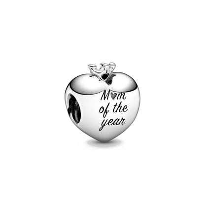 European 925 Silver Green Clover Bicycle Love Pendant Bead for DIY Charm Bracelet and Necklace Jewelry for Women