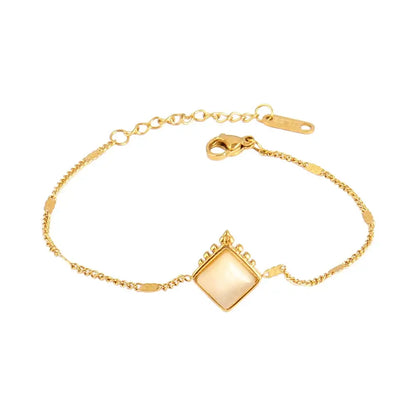 Vintage Stainless Steel Bracelet for Women with Turquoise Pendant B0435
