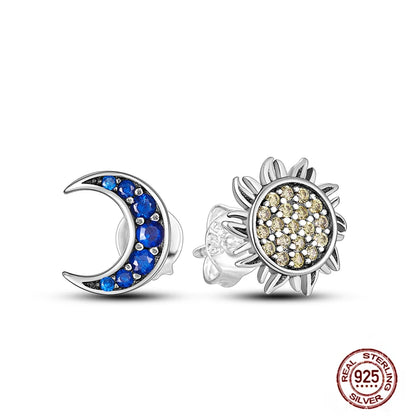 Blue Zircon 925 Sterling Silver Hoop Earrings Star Moon Butterfly Jewelry LTE015