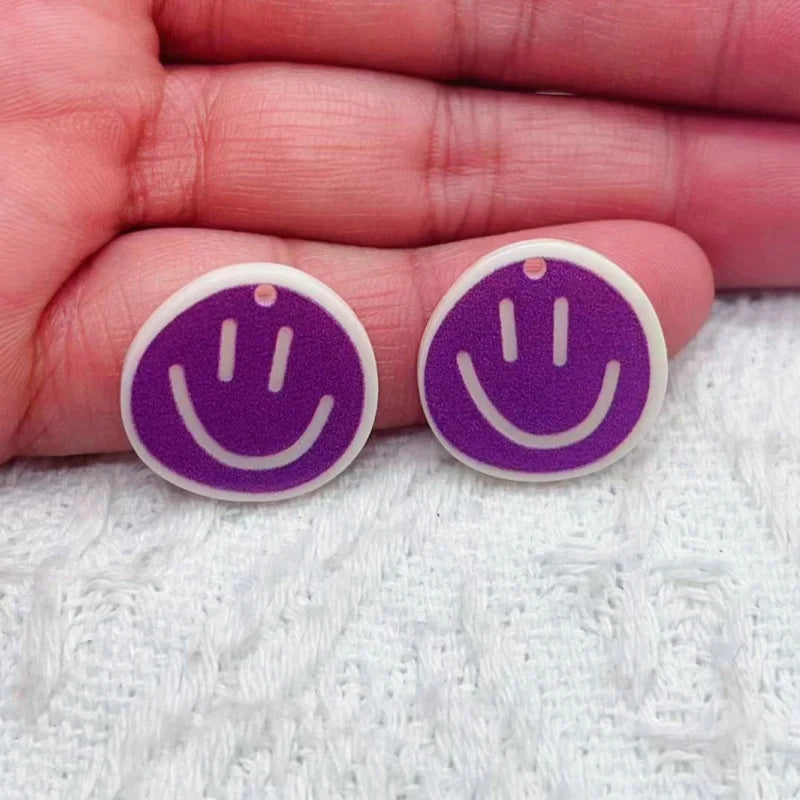 10pcs Lovely Smiling Face Acrylic Charms For Jewelry Making