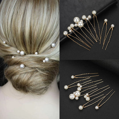 Elegant Bridal Rhinestone Hair Pins with Pearls for Wedding and Party