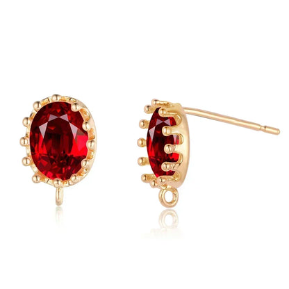 Elegant Copper Crystal Waterdrop Stud Earring Findings Set - 10 Piece Birthday Stone Jewelry Clasps