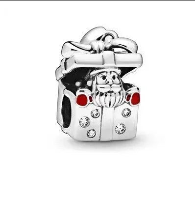 Original 925 Sterling Silver Christmas Charms Santa Claus Reindeer Earrings Beads for Necklace and Bracelet DIY Fine Jewelry Gifts