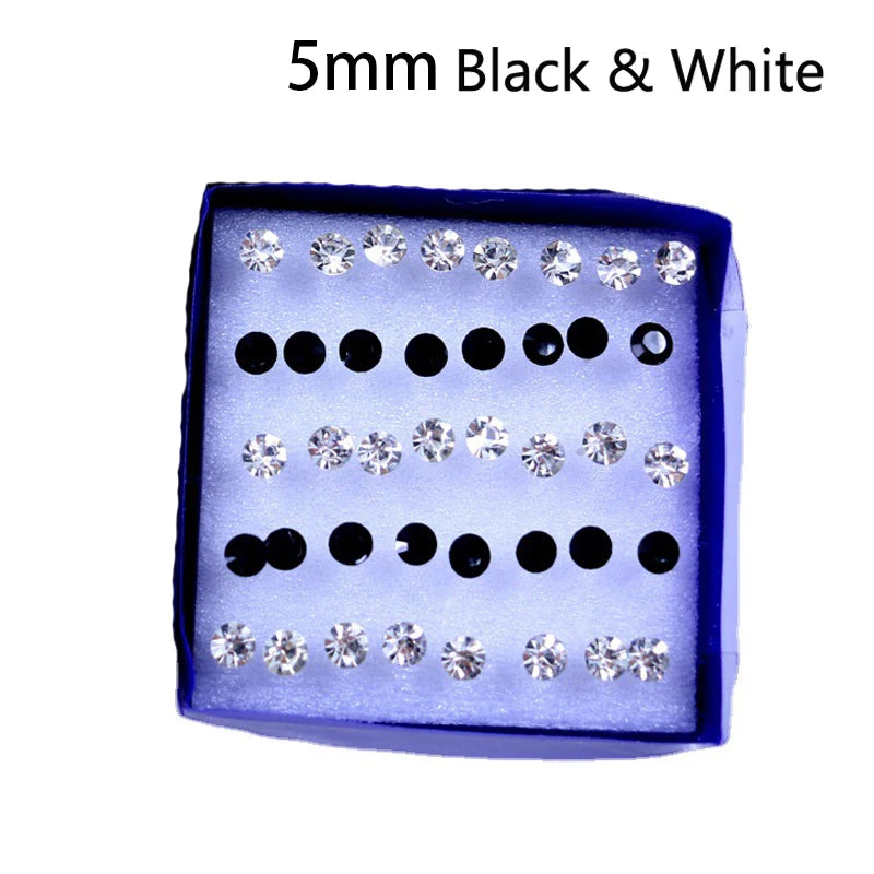 20 Pair Set Women Girls Rhinestone Crystal Stud Earrings Elegant Daily Wear Jewelry Gift