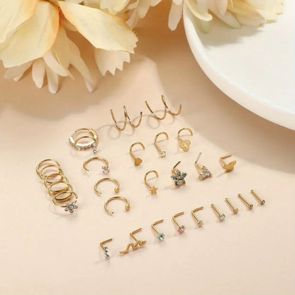 Bobisty Surgical Steel L Shaped Nose Ring Set Hypoallergenic Fashion Jewelry for Men and Women