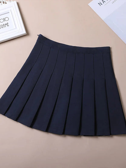 Brown High Waist Pleated Mini Skirt Harajuku Korean Style