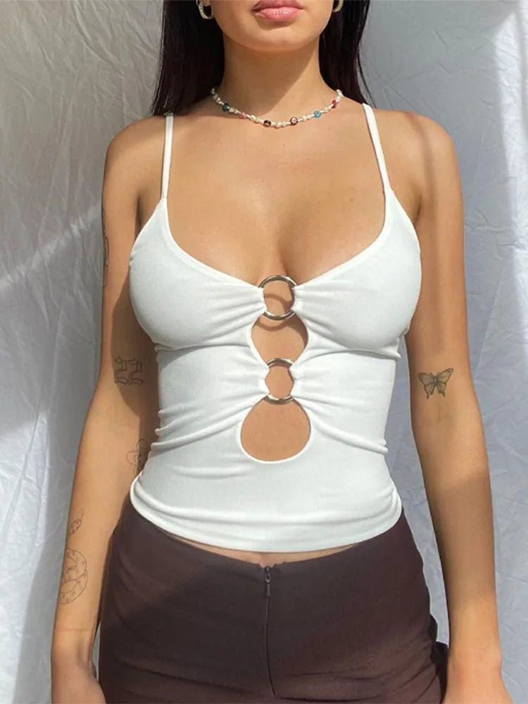 Backless Hollow Out Sleeveless Crop Cami Top For Women