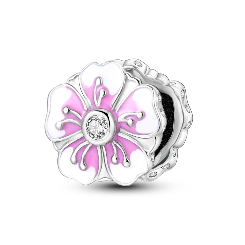 925 Silver Flower Charms Sunflower Tulip Pendants for Bracelet Jewelry Making KTC553