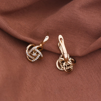 Dckazz Rose Gold Crystal Pendant Intertwined Drop Earrings for Women Christmas Gift