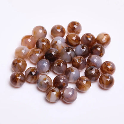 Fashion Round Resin Beads 8mm Imitation Jade for Jewelry Making 50 Pcs