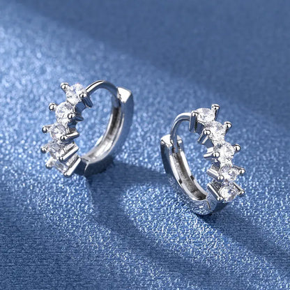 Sterling Silver CZ Crystal Plant Stud Earrings for Women and Teens