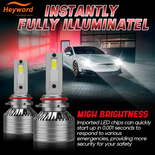 Heyword 2Pcs 4300K Canbus Led Headlight Bulbs H7 H4 H11