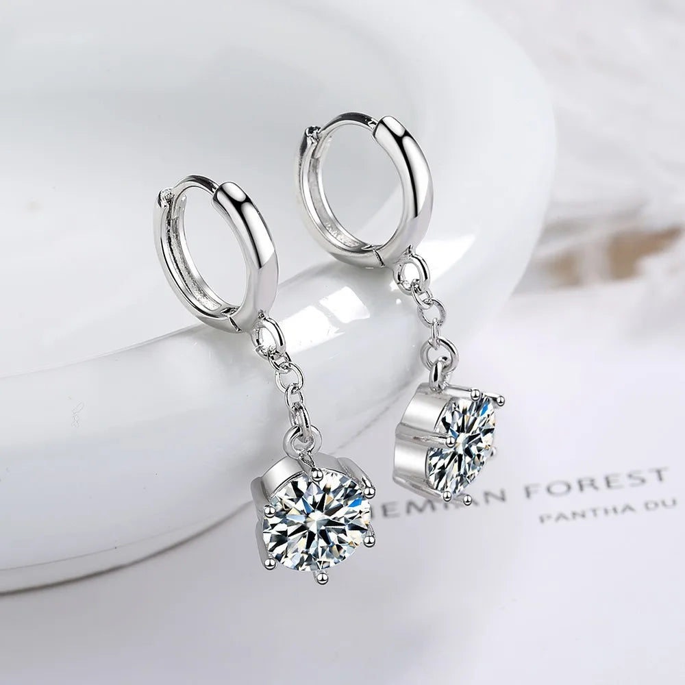 Elegant 925 Sterling Silver Zircon Stud Earrings for Women's Wedding and Engagement