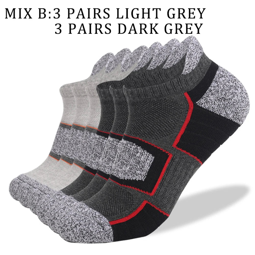 6 Pairs Mens Anti Slip Terry Sole Hiking Socks Arch Support