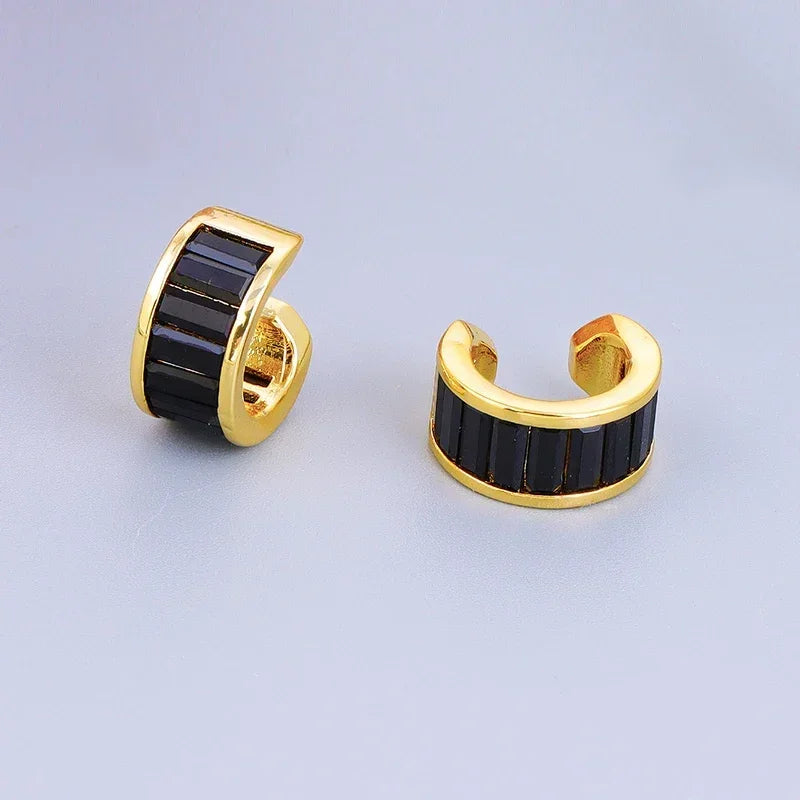 Crmya Gold-Color Cubic Zirconia Hoop Earrings Set for Women Fashion Jewelry 2023