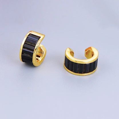 Crmya Gold-Color Cubic Zirconia Hoop Earrings Set for Women Fashion Jewelry 2023