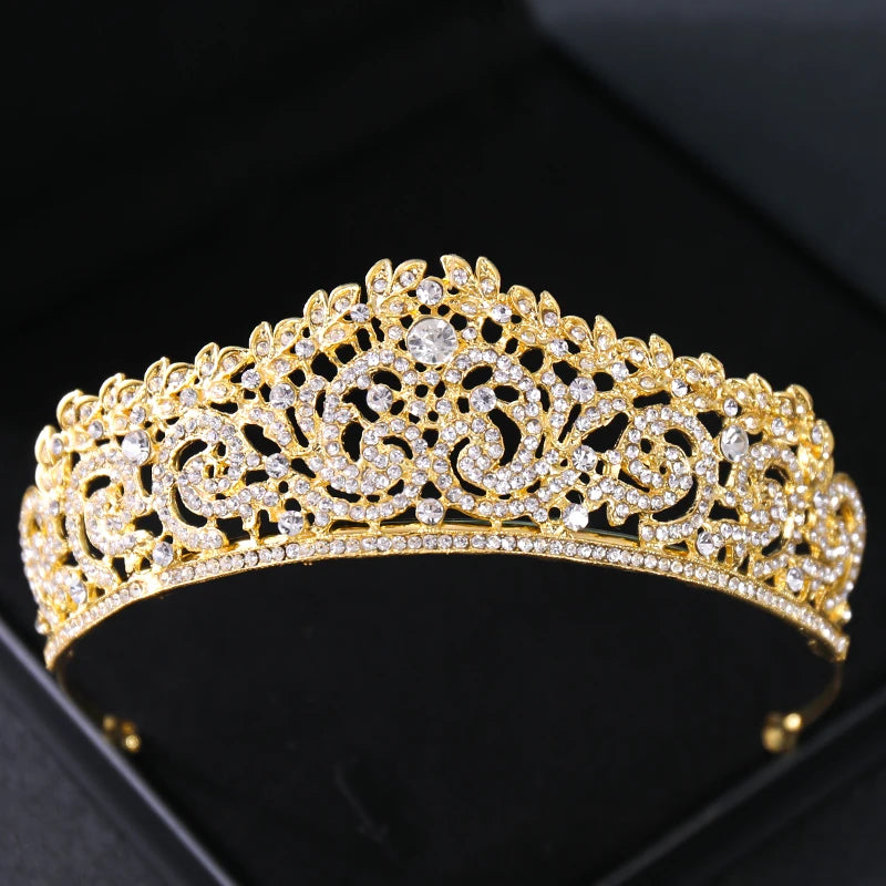 Gold Crystal Bridal Tiara - Top-Rated Rhinestone Headband for Weddings Gold 7
