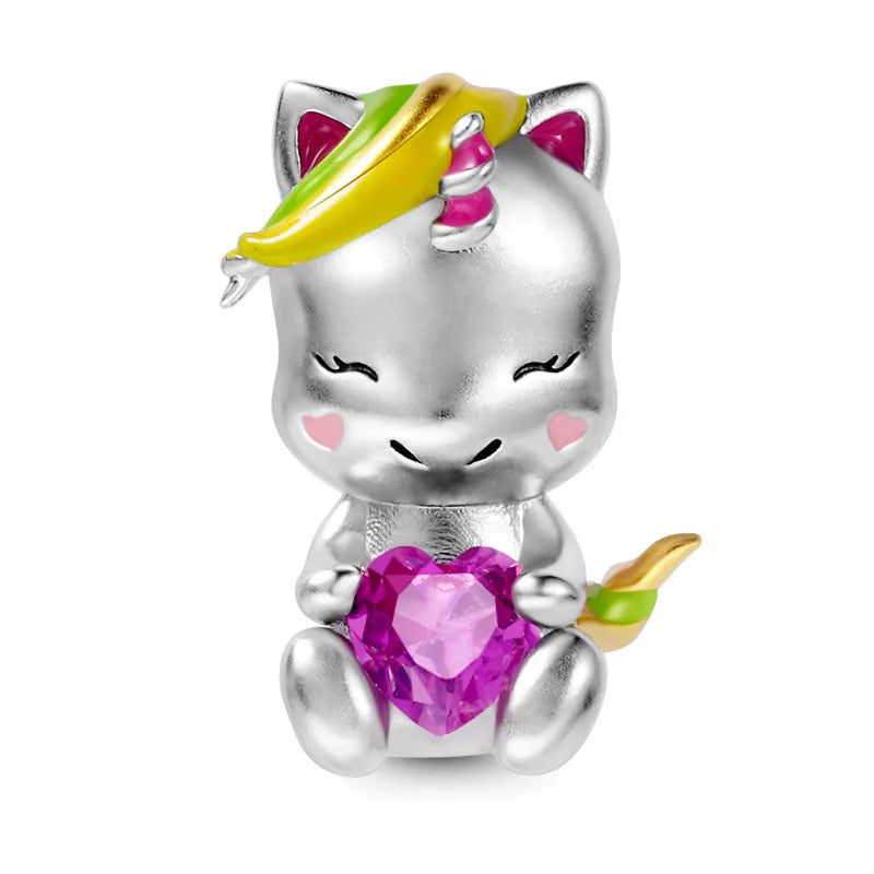 Pink Butterfly Axolotl Dangle Beads For 925 Silver Bracelet