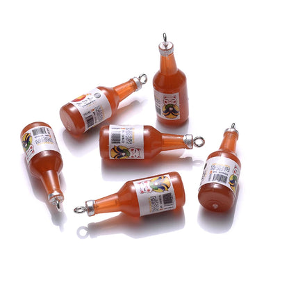 Colorful Glass Sake Bottle Charms for DIY Jewelry and Keychains - 10 Pack