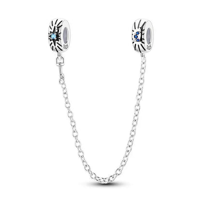 925 Sterling Silver Clover Daisy Star Moon Pavé Safety Chain Bow Necklace and Bracelet Set Luxury Fine Jewelry for Women