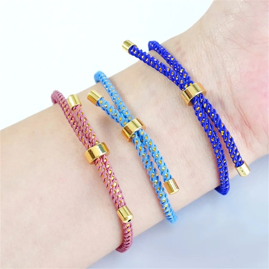 Adjustable Nylon Rope Bracelet Set with Brass Ends for DIY Jewelry Crafting