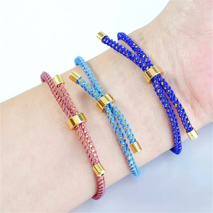 Adjustable Nylon Rope Bracelet Set with Brass Ends for DIY Jewelry Crafting