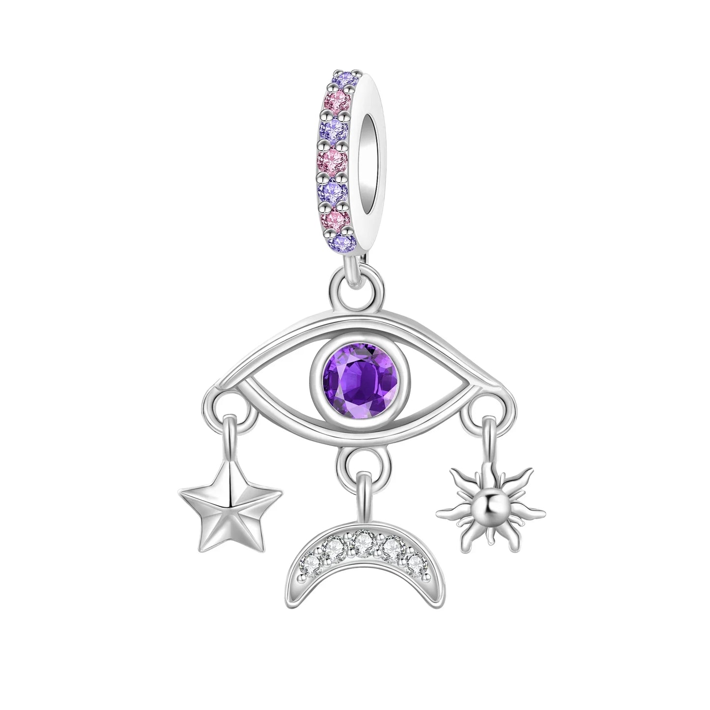 Sparkling Purple Jellyfish Sterling Silver 925 Charm Bead Birthday Pendant for DIY Bracelet Jewelry