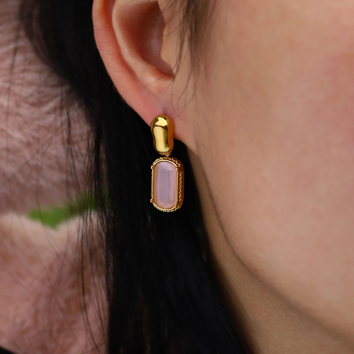 Wild and Free 18K Gold Plated Cubic Zirconia Stainless Steel Drop Earrings for Women