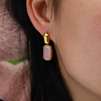 Wild and Free 18K Gold Plated Cubic Zirconia Stainless Steel Drop Earrings for Women