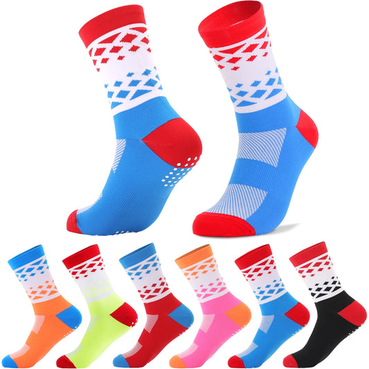Breathable Anti Skid Mid Calf Sport Socks For Cycling