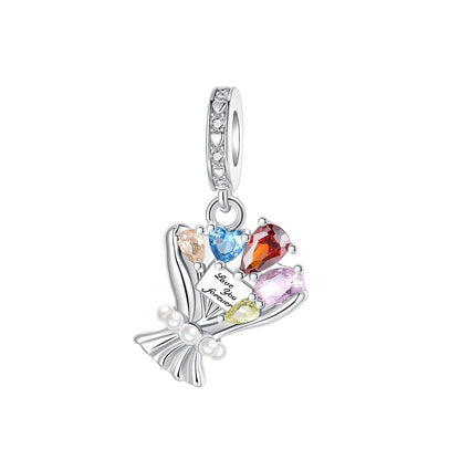 925 Sterling Silver Colorful Flower Charms with Zircon Roses Tulips and Daisies for DIY Necklace and Bracelet Jewelry Gifts