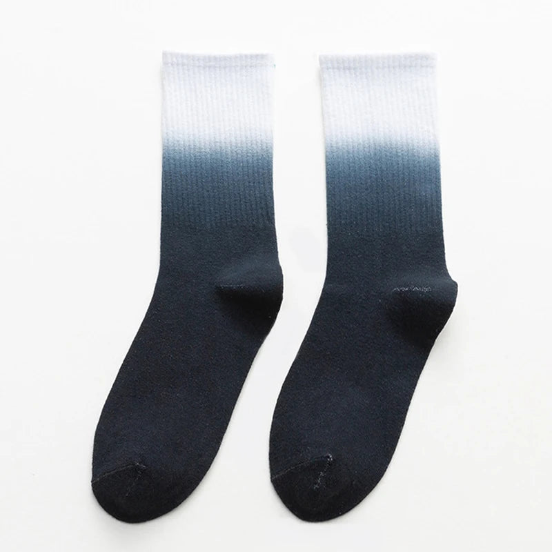 Tie Dye Gradient Mid Calf Crew Socks Unisex Breathable