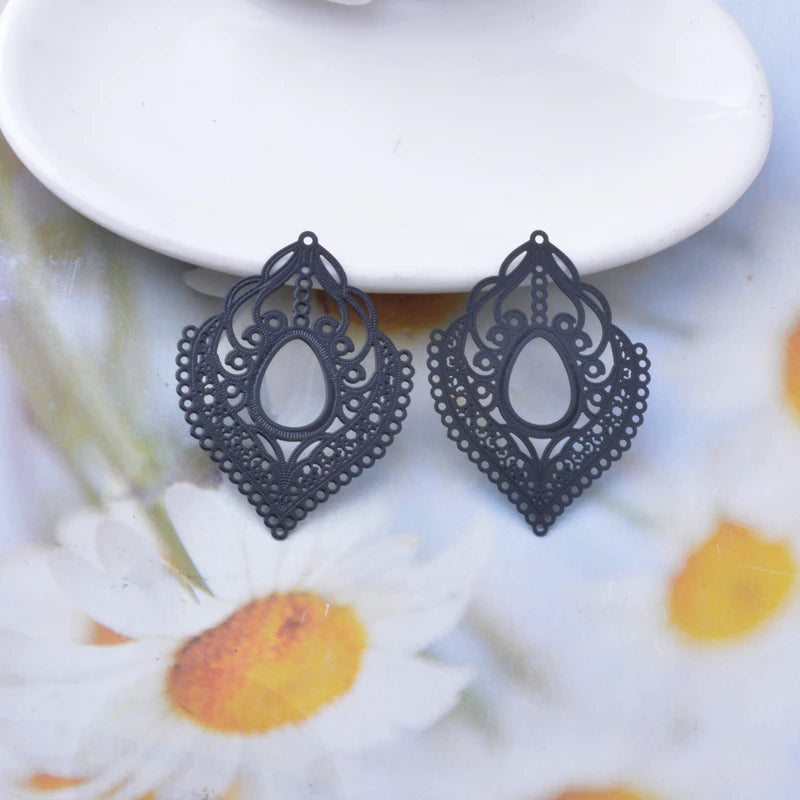 Brass Leaf Sunflower Waterdrop Charms Set for DIY Jewelry Making
