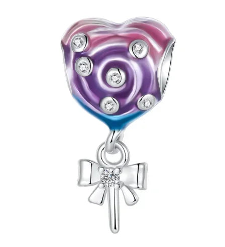Sparkling Purple Jellyfish Sterling Silver 925 Charm Bead Birthday Pendant for DIY Bracelet Jewelry