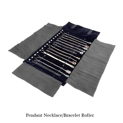Elegant Velvet Travel Jewelry Organizer Roll For Necklaces Bracelets Rings