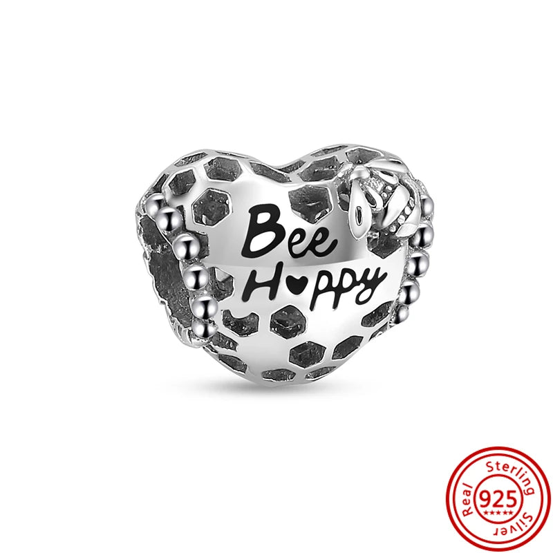 Silver Animal Hearts Infinity Crown Bead Charms Bracelet for Women 925 Sterling Silver Jewelry Y024