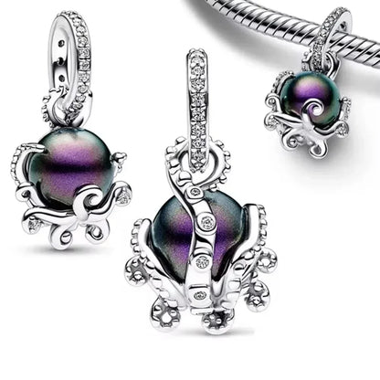 925 Sterling Silver Purple Star Animal Heart Flower Charms Beads for DIY Necklace and Bracelet Jewelry Gift