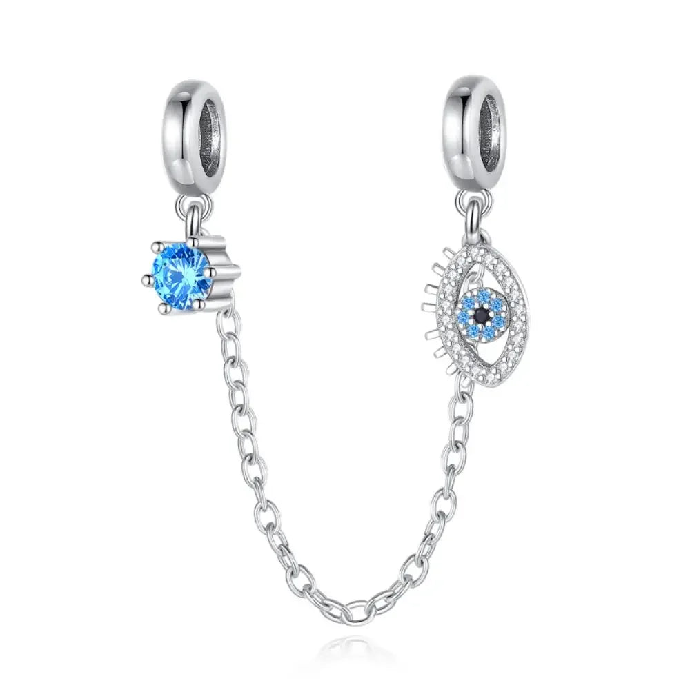 925 Sterling Silver Blue Evil Eye Jewelry Set With Zircon Charms Pendant Ring Earrings For Bracelet Necklace Gift