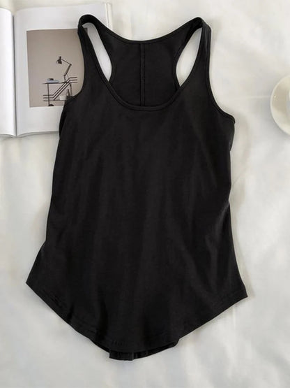 Irregular Tank Top Women O Neck Loose Fitness Camisole